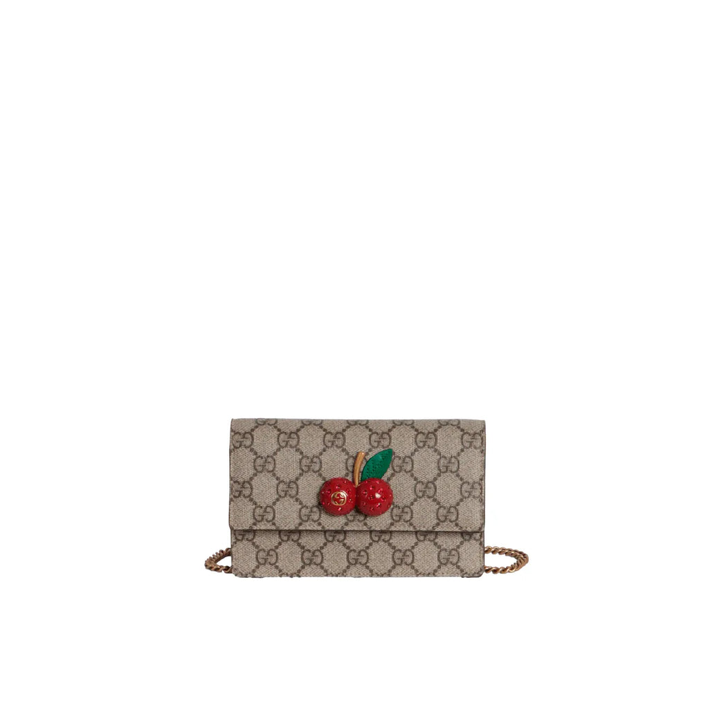 GG Supreme Cherry Crystal Mini Bag Chain Shoulder Crossbody