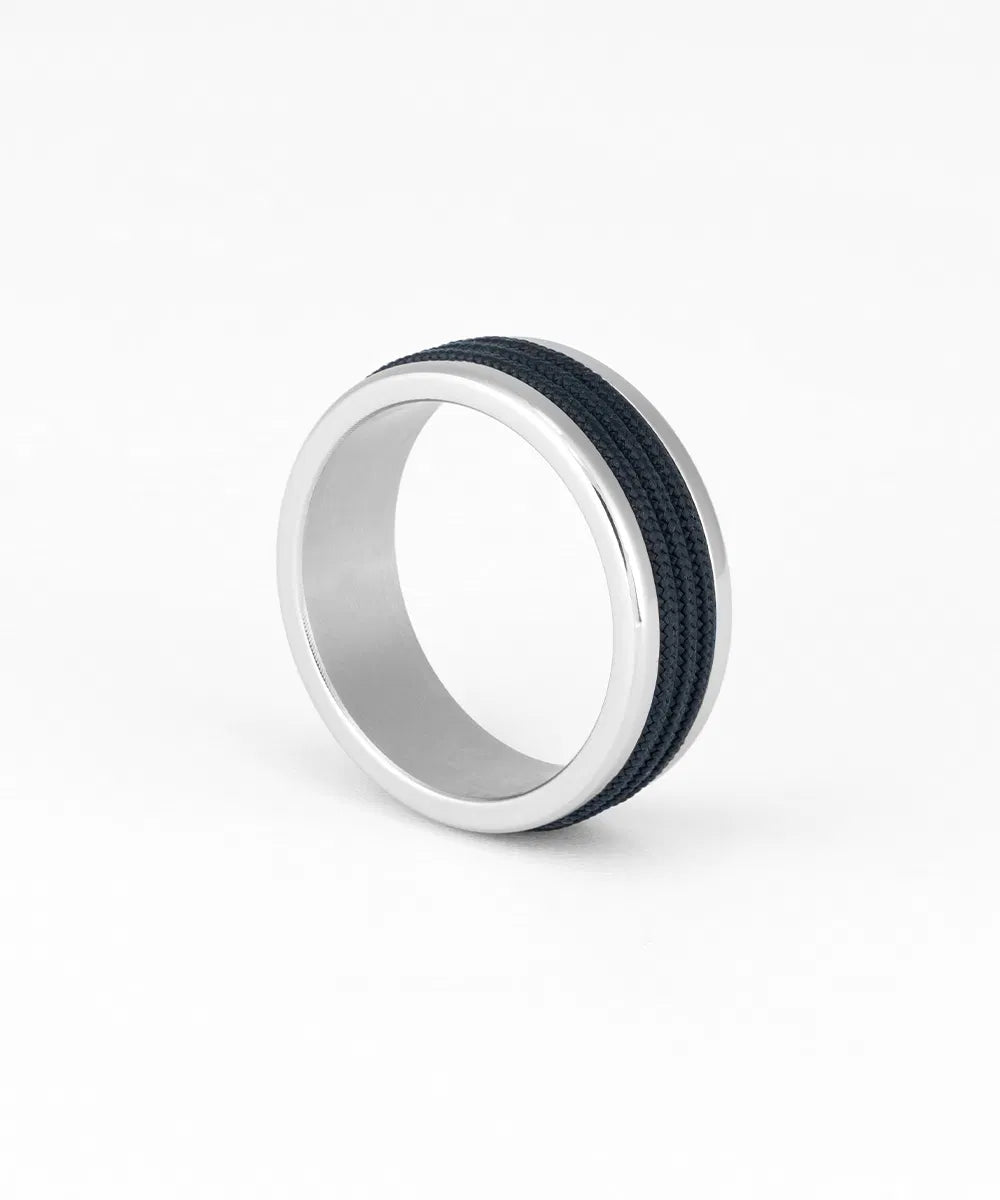 NAVARCH 8 WRAP RING - NAVY - SILVER