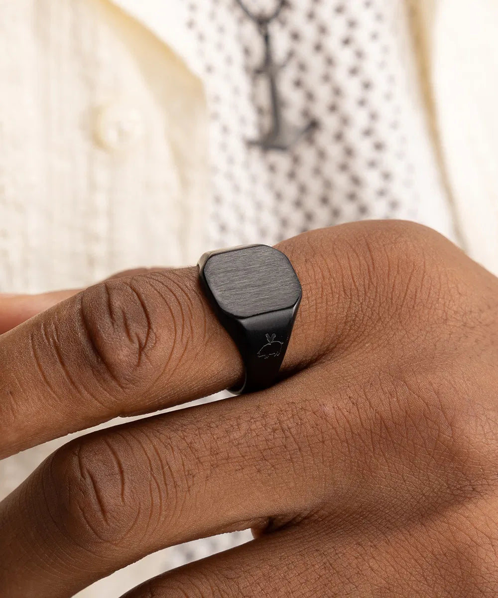 SIGNET RING 16 MM CLASSIC - BLACK