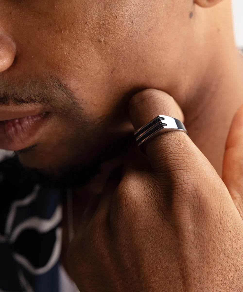 SIGNET RING 6 MM SLIM - BLACK