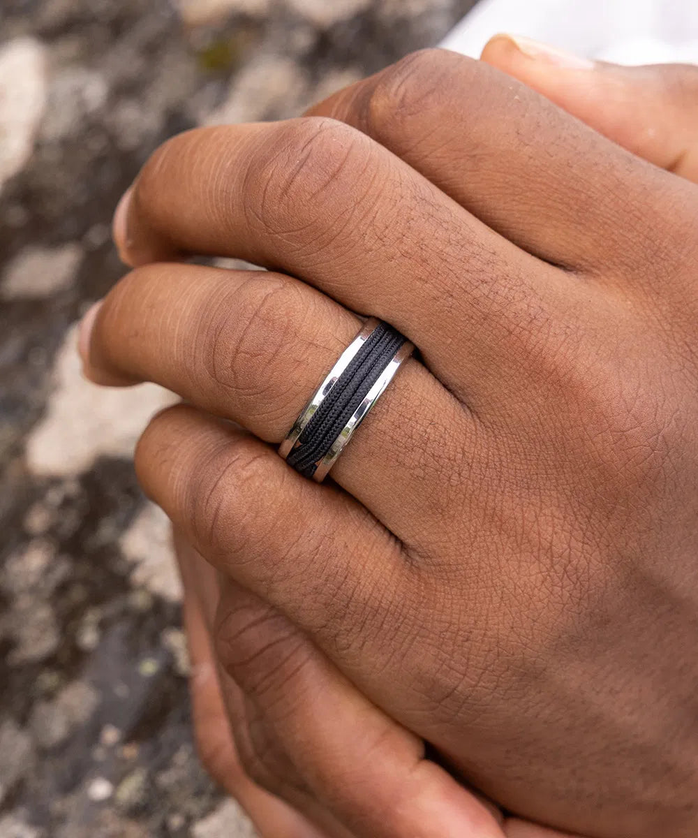 NAVARCH 8 WRAP RING - NAVY - SILVER