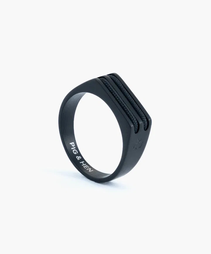 SIGNET RING 7 MM ROPE - BLACK