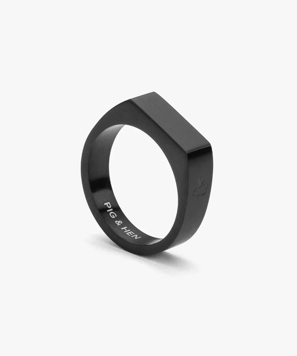 SIGNET RING 6 MM SLIM - BLACK