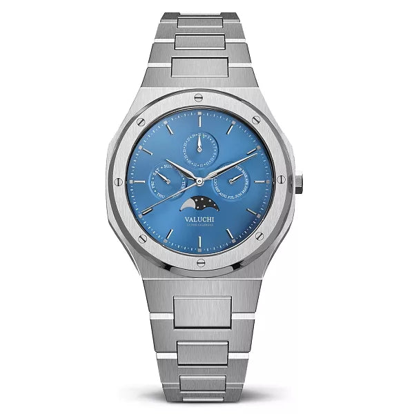 LUNAR CALENDAR AUTOMATIC SILVER BLUE DIAL