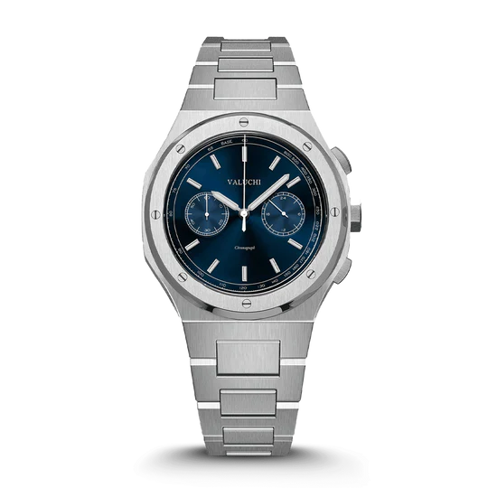 CHRONO-QUARTZ SILVER BLUE DIAL