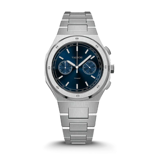 CHRONO-QUARTZ SILVER BLUE DIAL