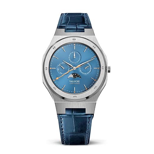 LUNAR CALENDAR QUARTZ BLUE LEATHER BLUE DIAL