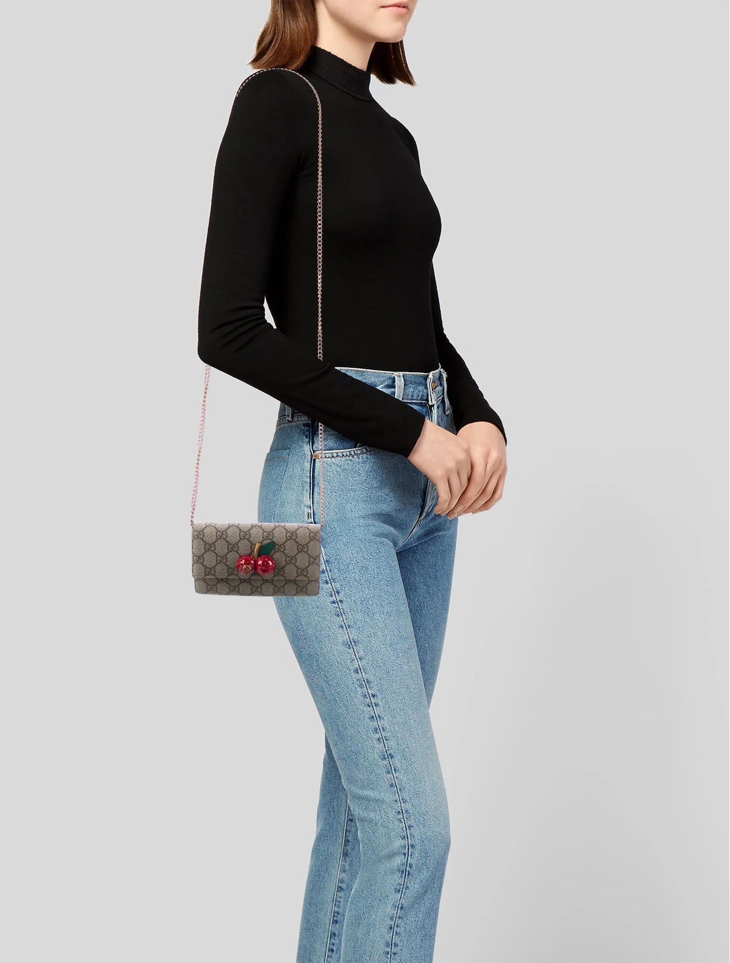 GG Supreme Cherry Crystal Mini Bag Chain Shoulder Crossbody
