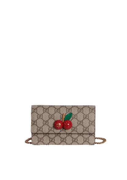 GG Supreme Cherry Crystal Mini Bag Chain Shoulder Crossbody