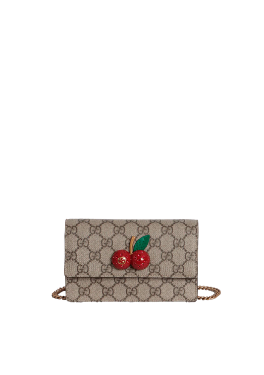 GG Supreme Cherry Crystal Mini Bag Chain Shoulder Crossbody