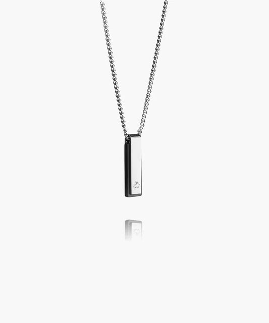 MONOLITH NECKLACE - BLACK AGATE  SILVER