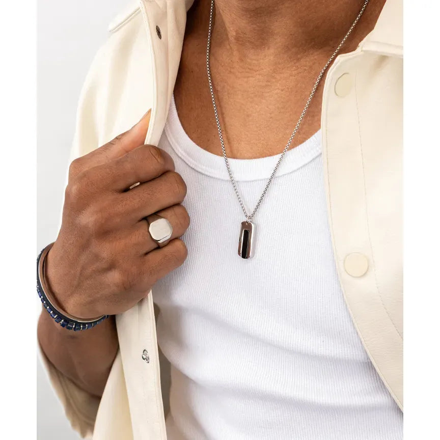 image DOGTAG NECKLACE - BLACK AGATE SILVER