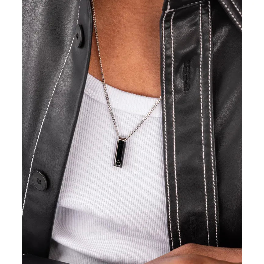MONOLITH NECKLACE - BLACK AGATE  SILVER