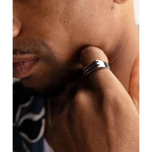 SIGNET RING 6 MM SLIM - BLACK