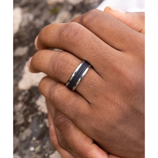 NAVARCH 8 WRAP RING - NAVY - SILVER