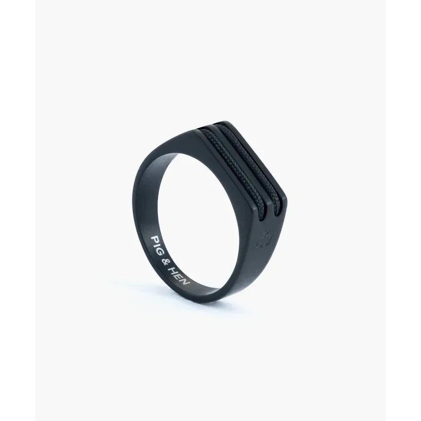 SIGNET RING 7 MM ROPE - BLACK