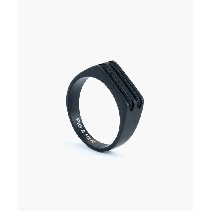 SIGNET RING 7 MM ROPE - BLACK