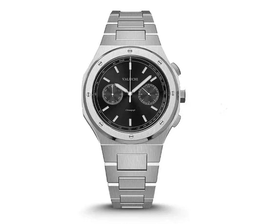 CHRONO-QUARTZ SILVER BLACK DIAL