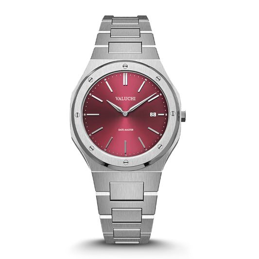 DATE-MASTER 36 SILVER RED-DIAL