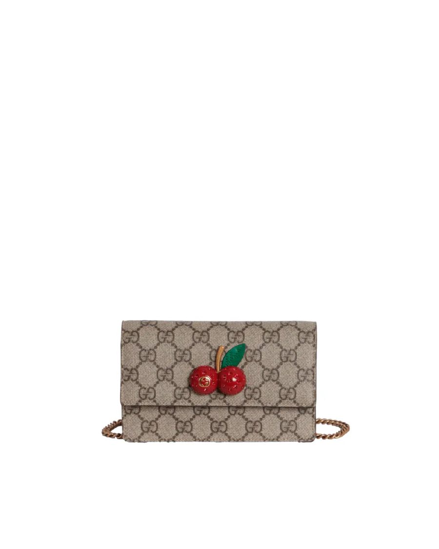GG Supreme Cherry Crystal Mini Bag Chain Shoulder Crossbody