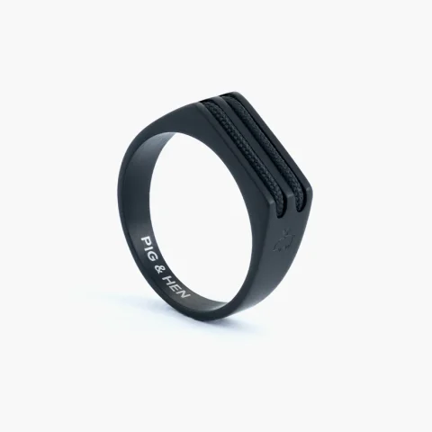 SIGNET RING 7 ROPE - BLACK